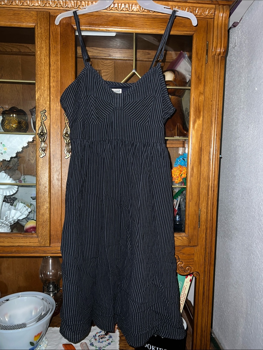 Converse Black Pinstripe Sleeveless Midi Dress